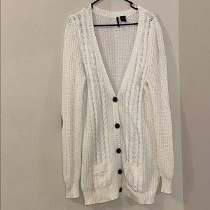 Elegant White Women's Cardigan Sweater